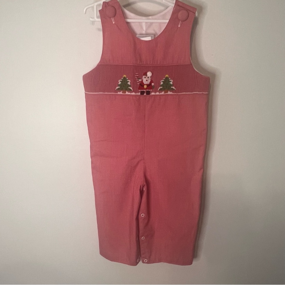 Delaney Christmas Longall Romper 24M Smocked‎ Santa Holiday Gingham Boutique